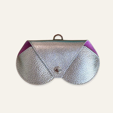 Sunglasses Case | Metallic Titanium with Silver hardware
