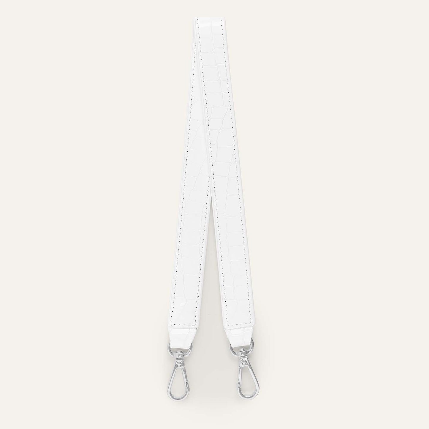 Grabette Handle | White Patent Croc with Silver hardware
