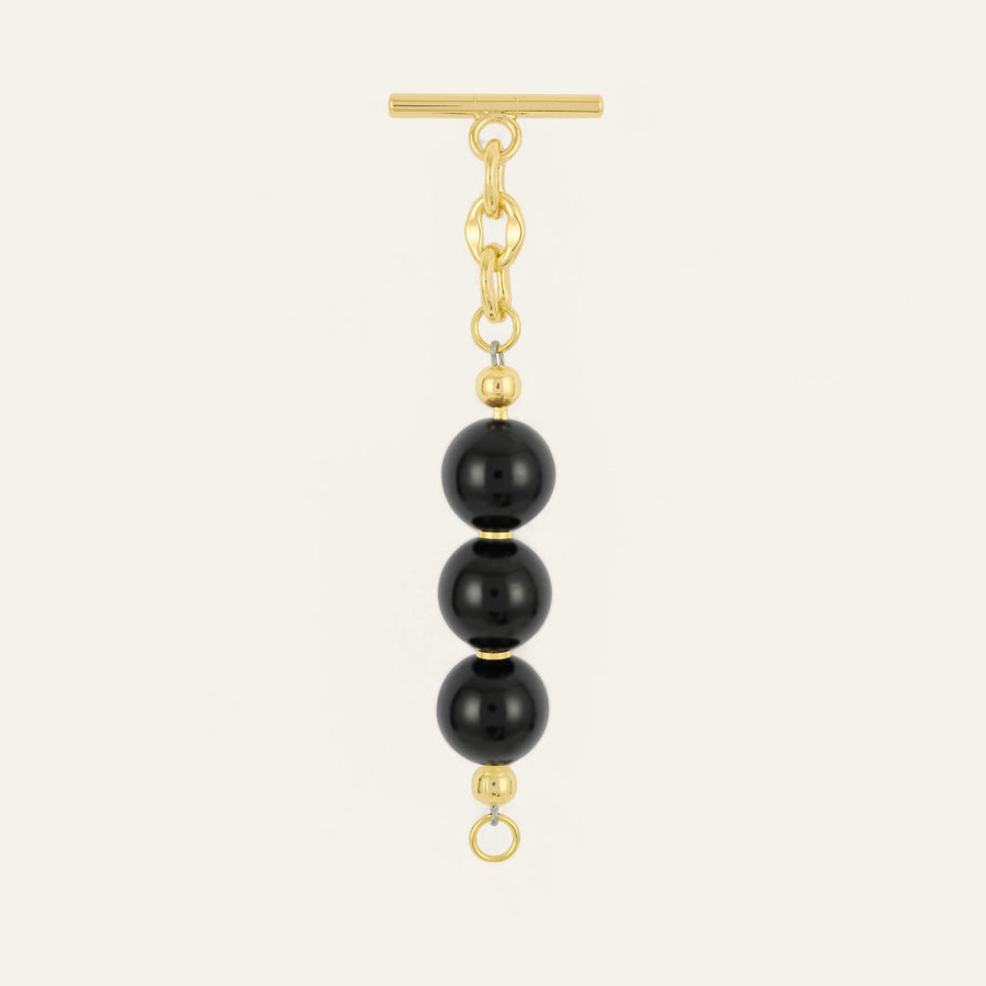 Black Sarah Haran Beaded Tassel with Gold hardware