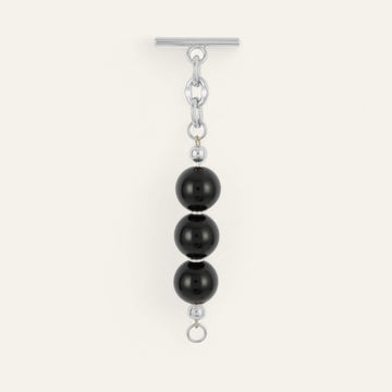Black Sarah Haran Beaded Tassel with Silver hardware