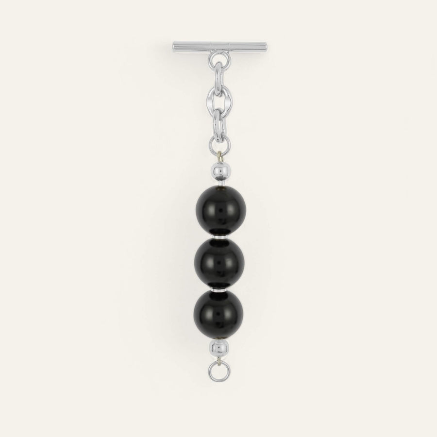 Black Sarah Haran Beaded Tassel with Silver hardware