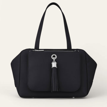 Black Sarah Haran Jessica Shoulder Bag with Silver hardware