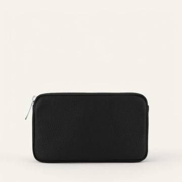 Black Sarah Haran Millie Pouch with Silver hardware front