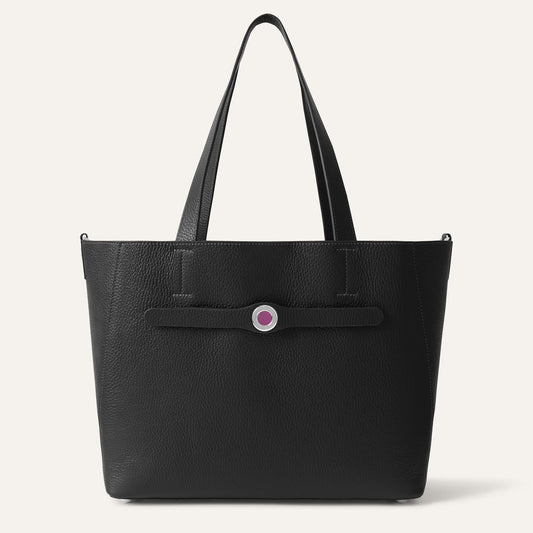 Black Sarah Haran Sarah Tote with Silver hardware front open