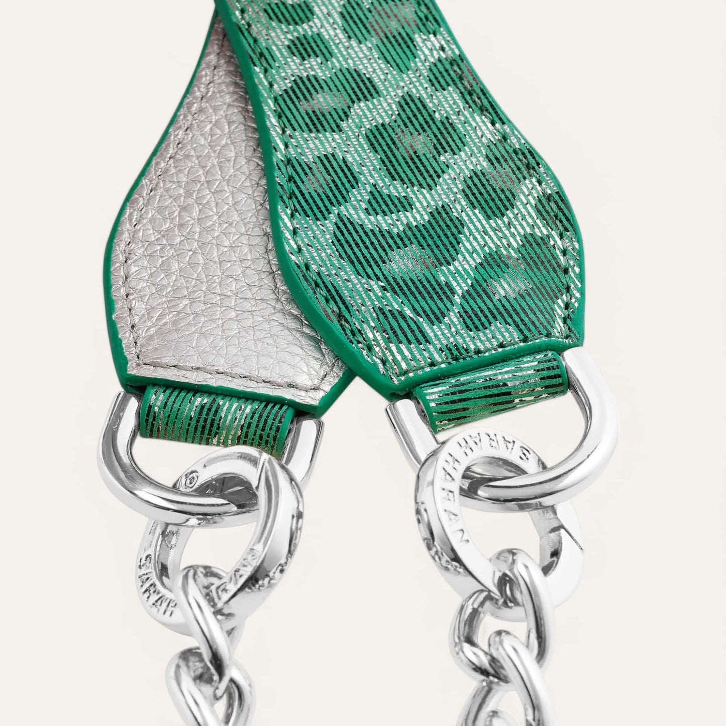 Caribbean Dreams Soft Metallic Silver Sarah Haran Gemini Strap Silver Closeup G37 S