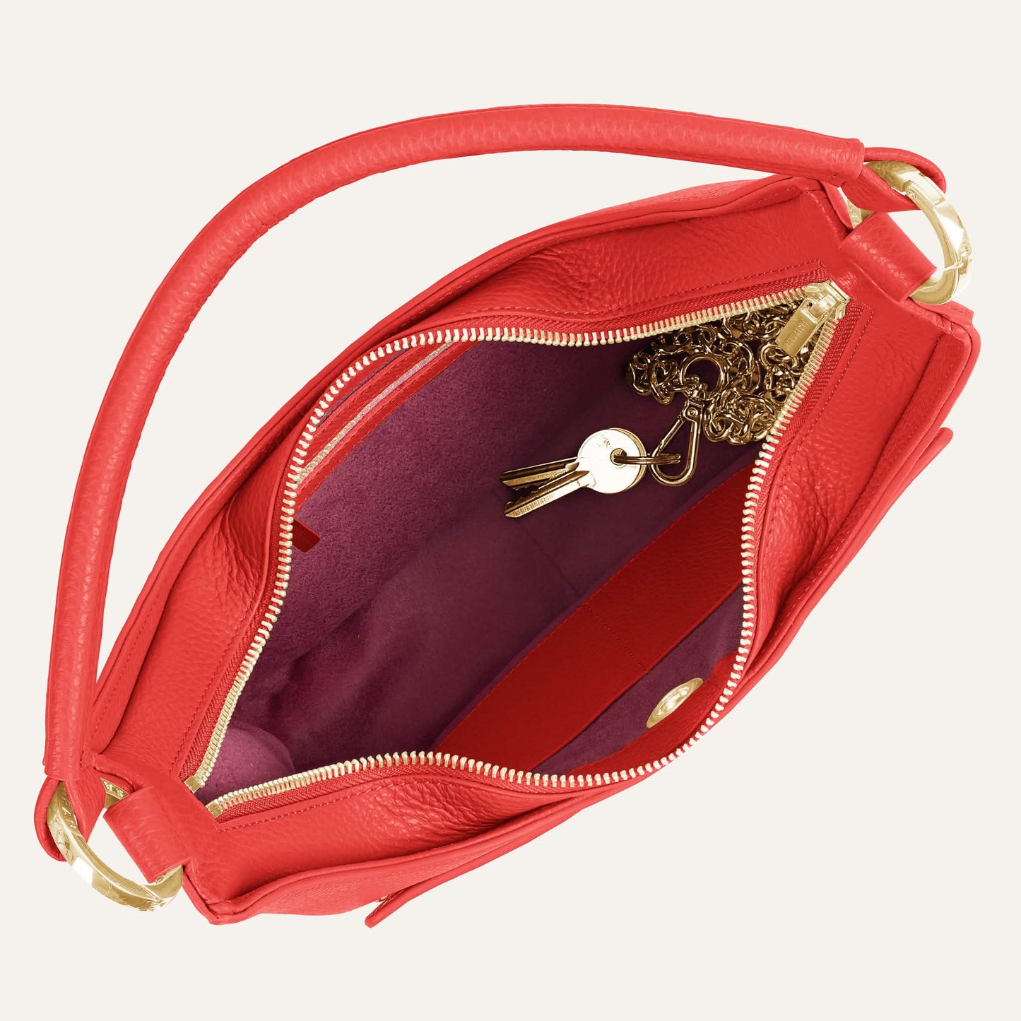 Florence Shoulder Bag | Coral with Gold hardware