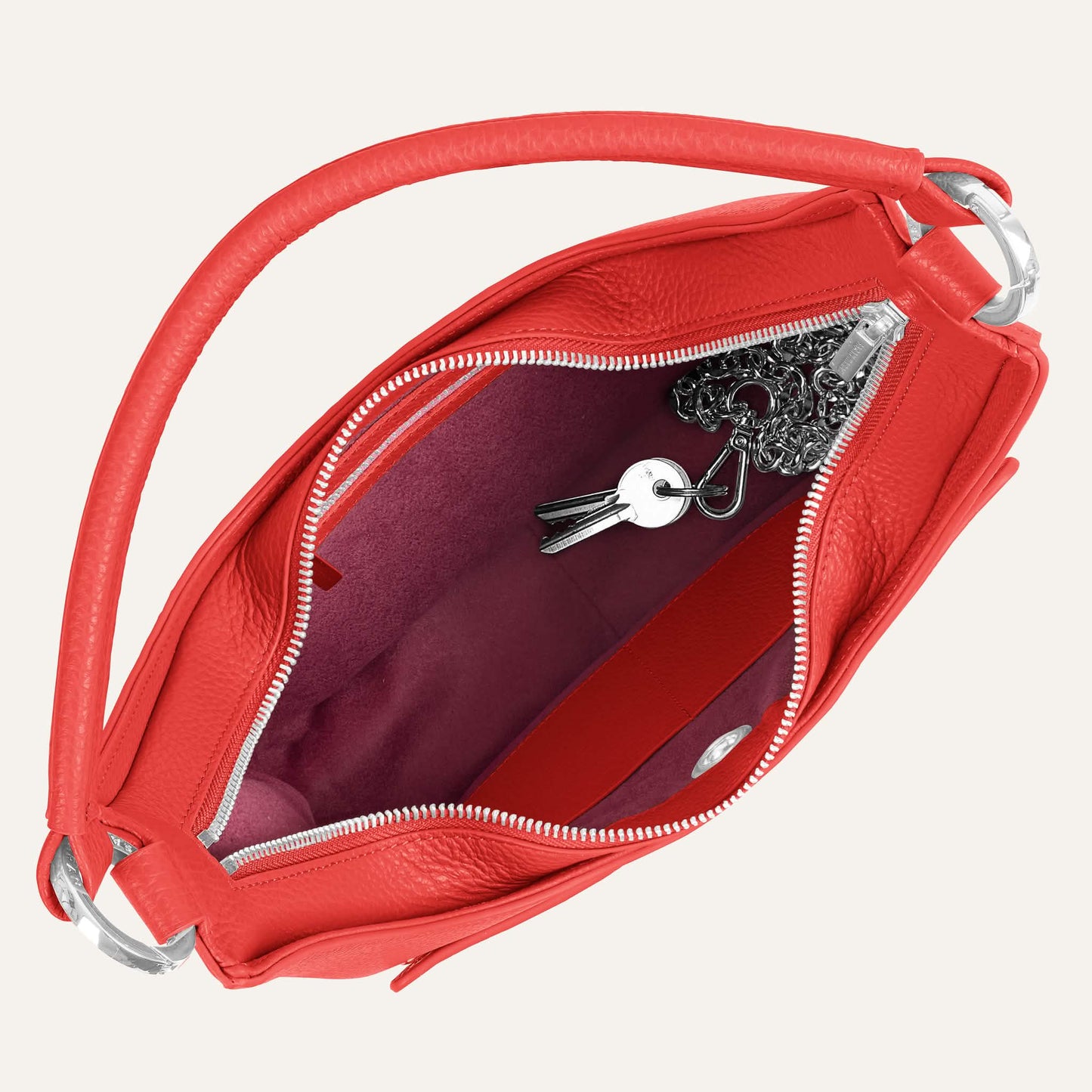 Florence Shoulder Bag | Coral with Silver hardware