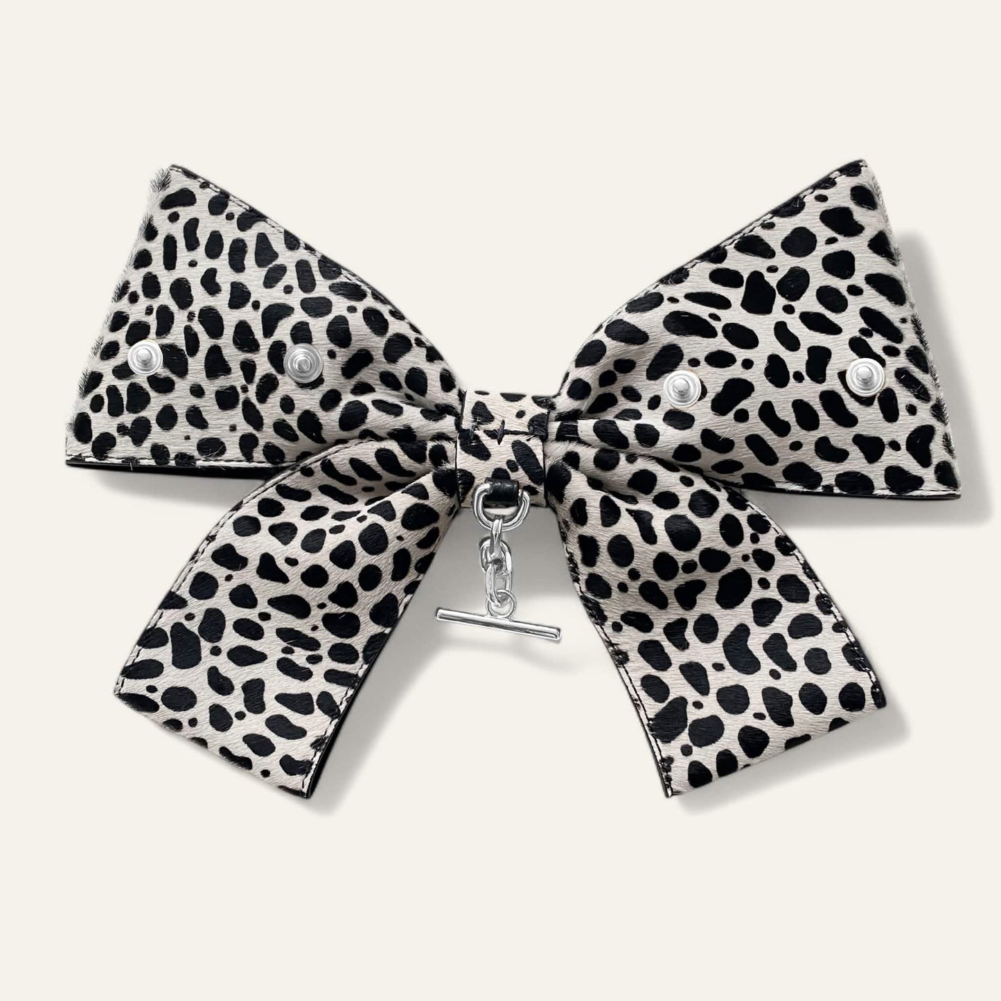 Deco Bow | Dalmatian with Silver hardware