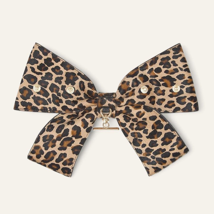Leopard Calf Sarah Haran Deco Bow Back Gold