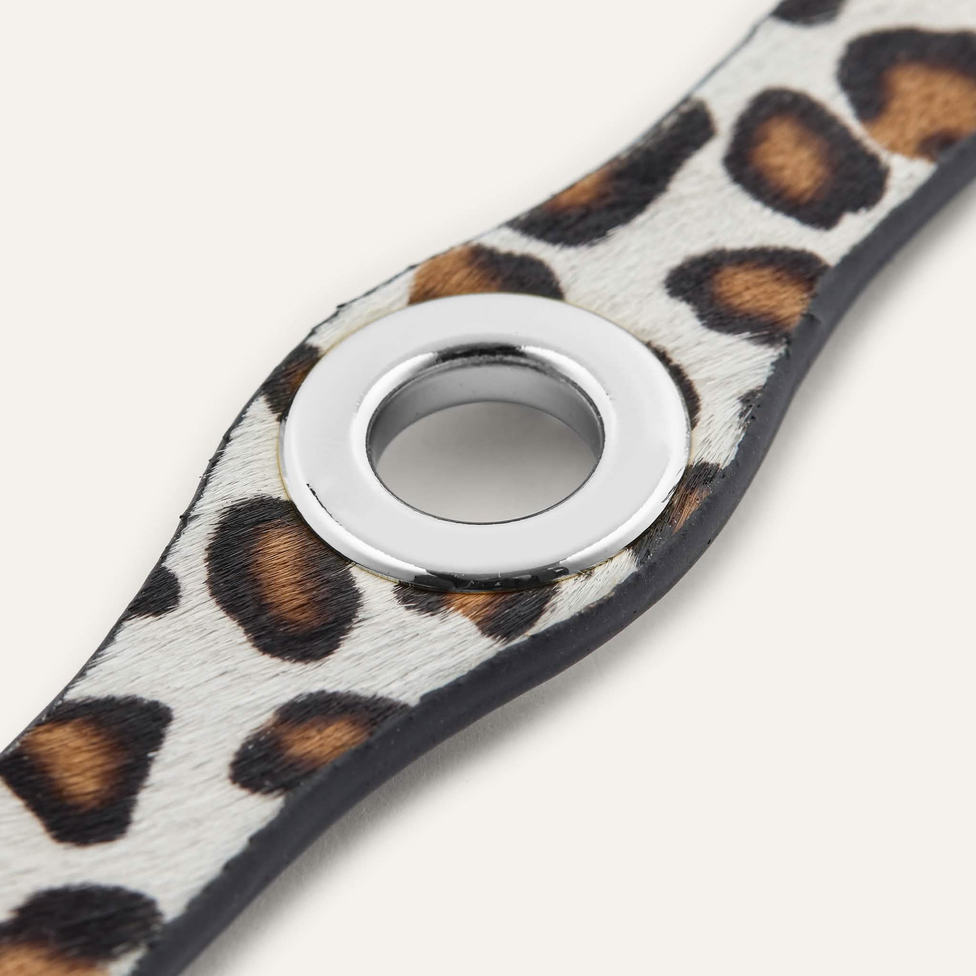 Leopard Cream Sarah Haran Deco Stud with Silver hardware detail