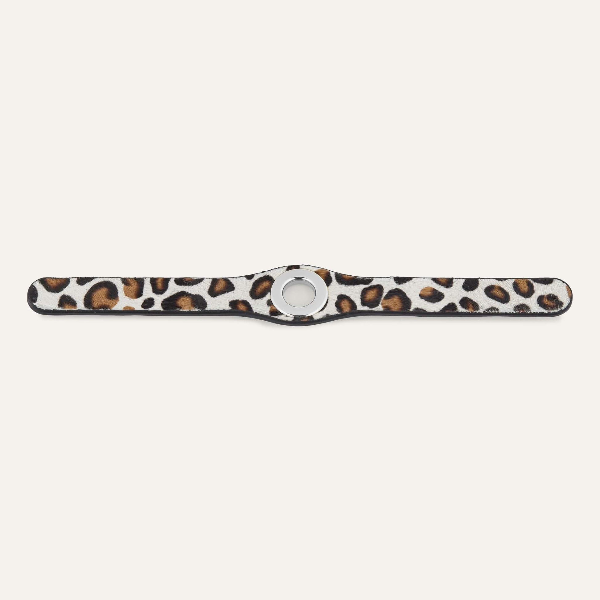 Leopard Cream Sarah Haran Deco Stud with Silver hardware front