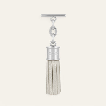 Porcelain Sarah Haran Mini Capsule Tassel with Silver hardware Front