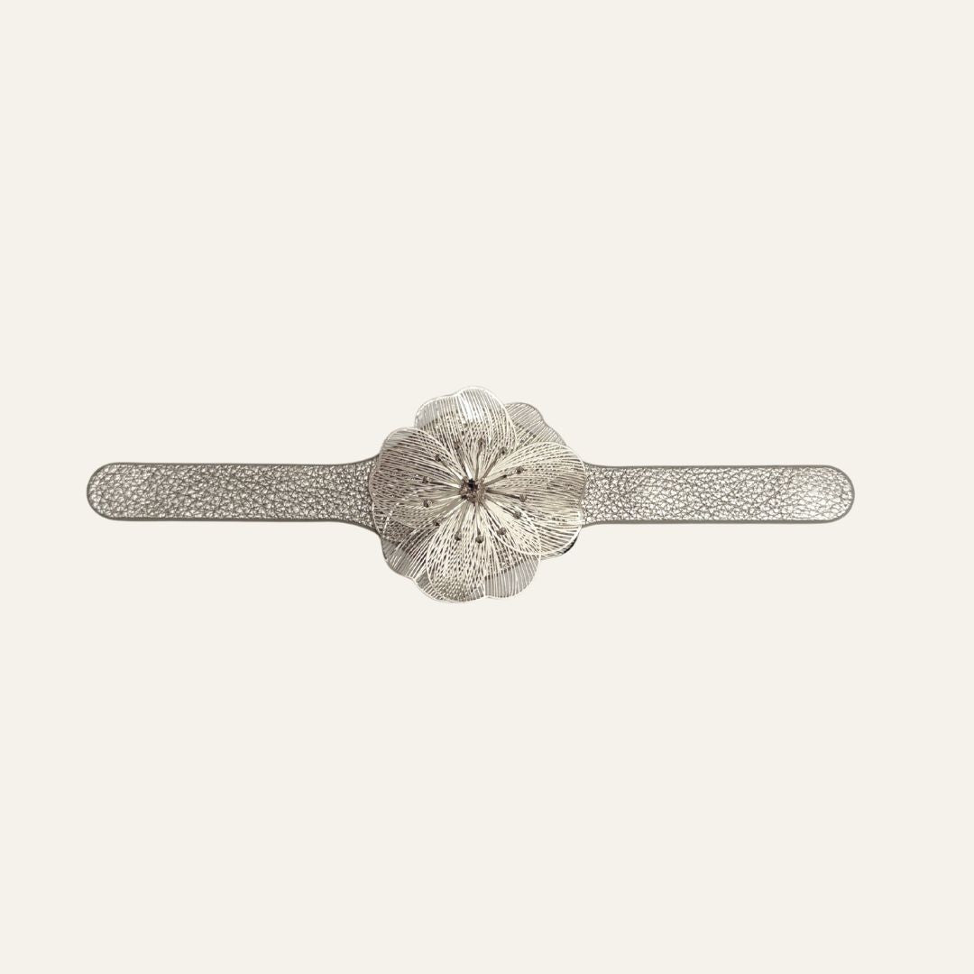 Fleur Deco Stud | Titanium with Silver hardware