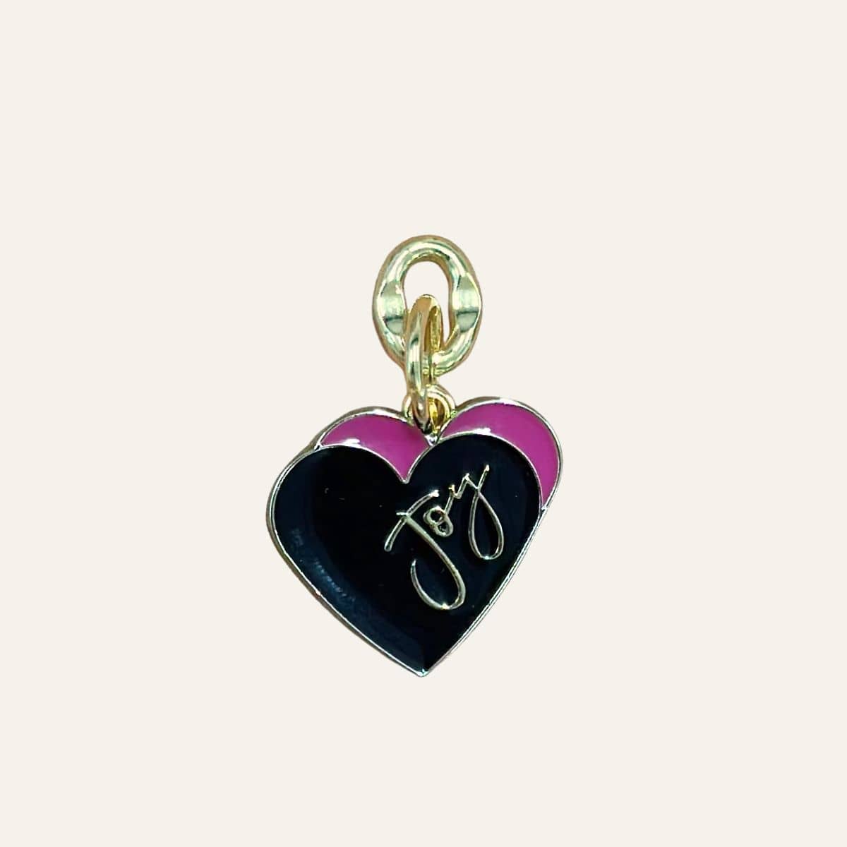 Heart of Joy Charm | Pink Heart with Gold hardware