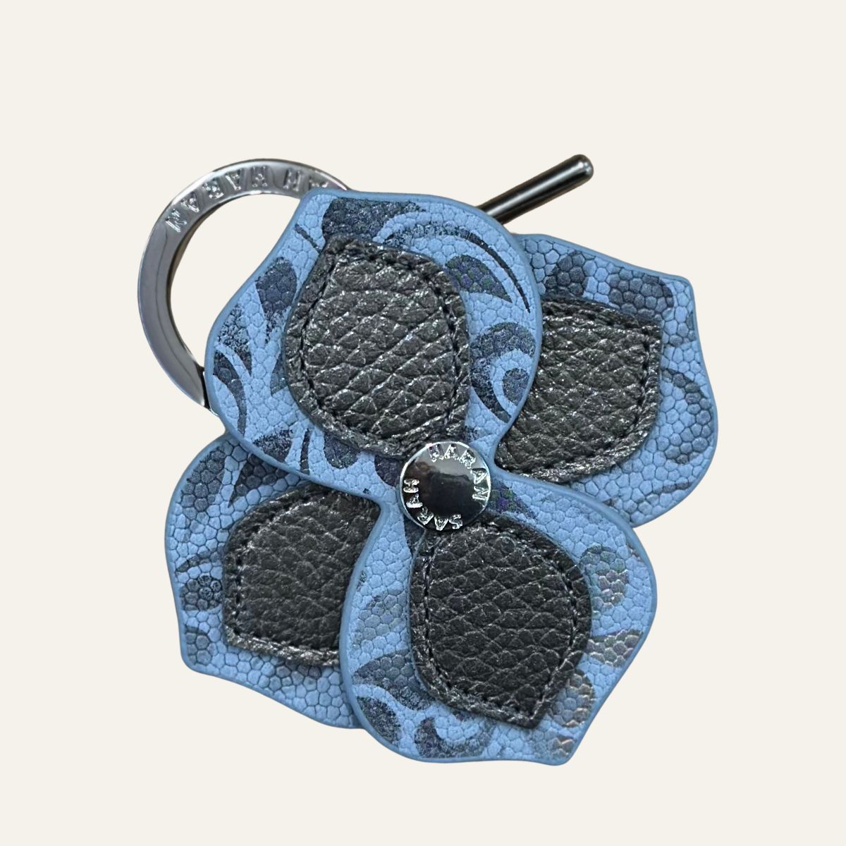 Fleur Tassel Charm | Lithium & Paisley Blue with Silver hardware