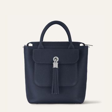 Mini P Backpack | Navy with Silver hardware