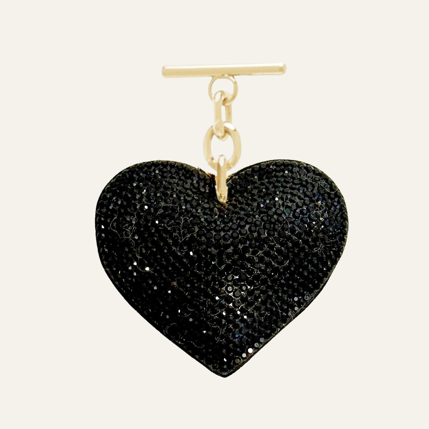 Sparkle Heart Tassel | Black with Gold hardware