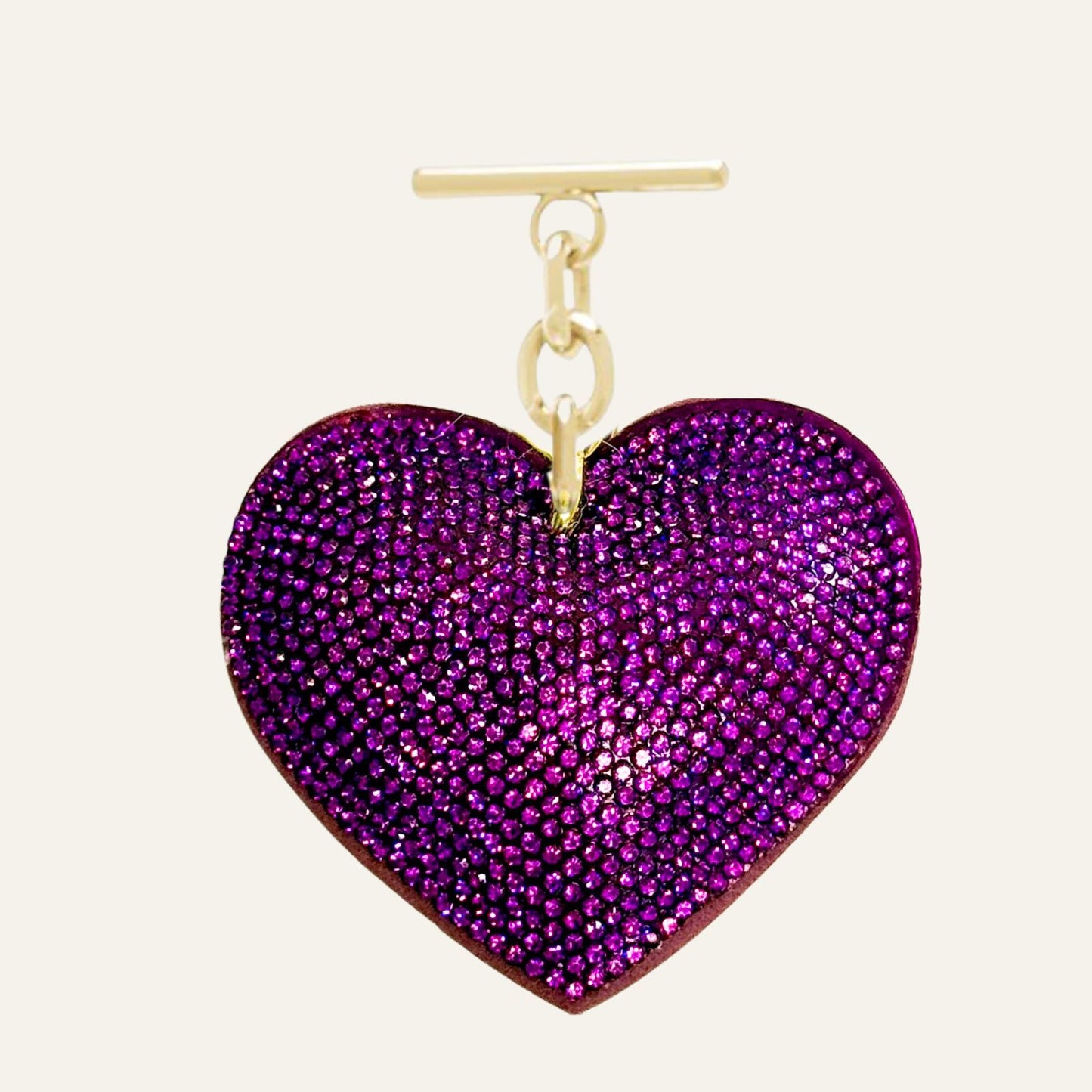 Sparkle Heart Tassel | Purple with Gold hardware