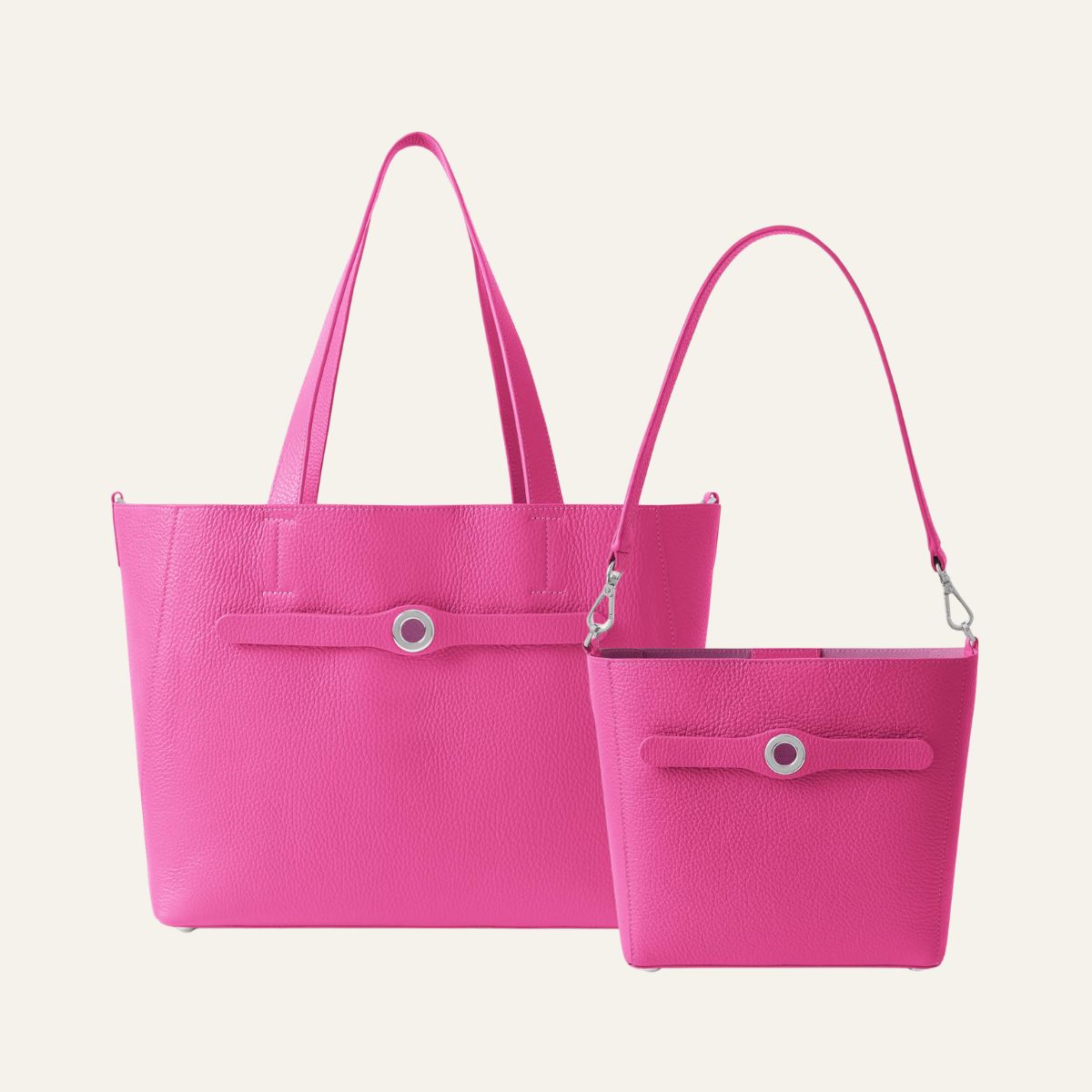 Sarah Tote and Sarah Mini Set | Pink Kiss with Silver hardware