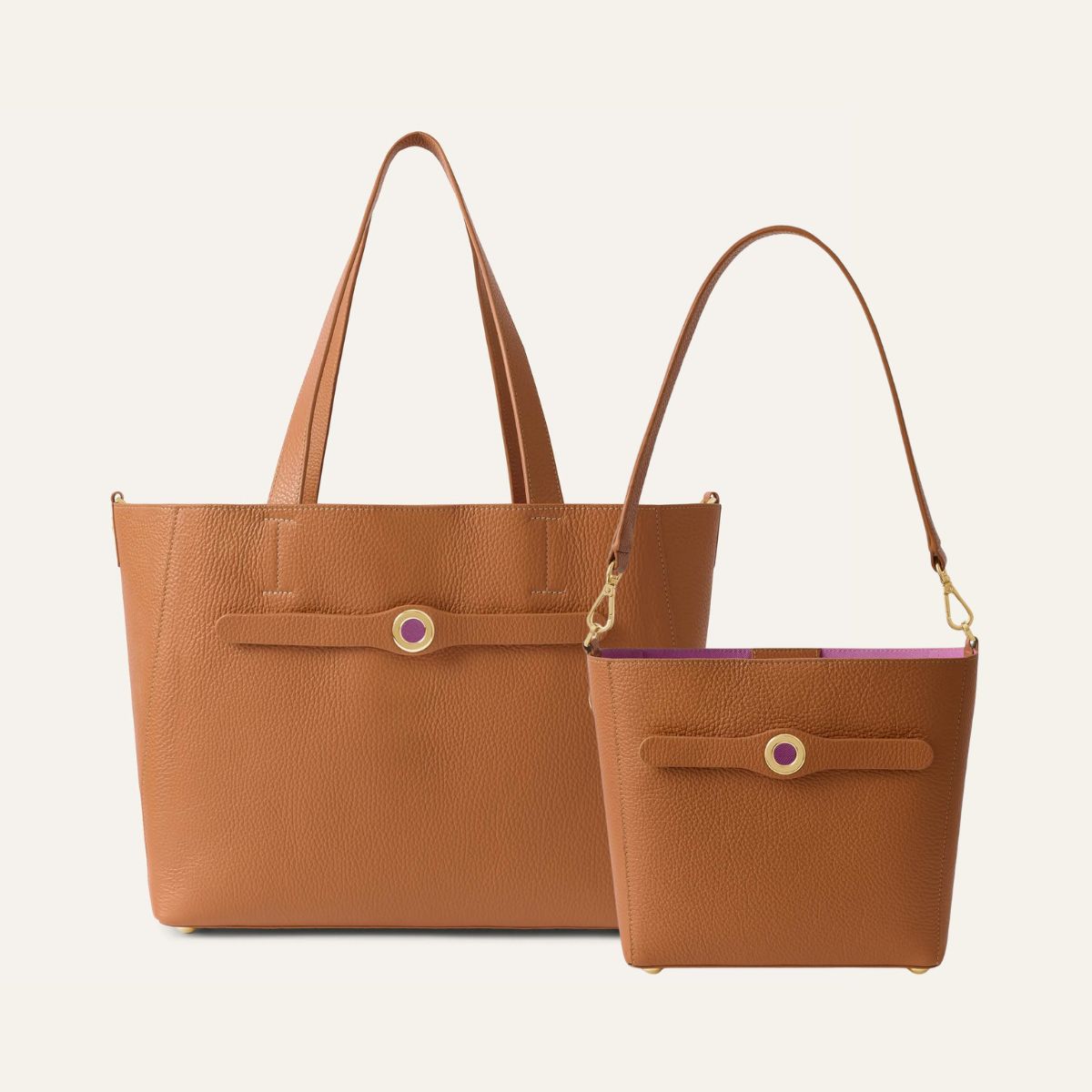 Sarah Tote and Sarah Mini Set | Tan with Gold hardware