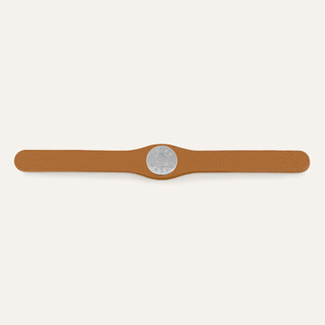 Tan Sarah Haran Deco Logo with Silver hardware front