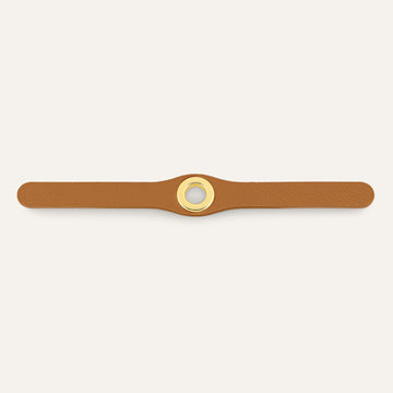 Tan Sarah Haran Deco Stud with Gold hardware front
