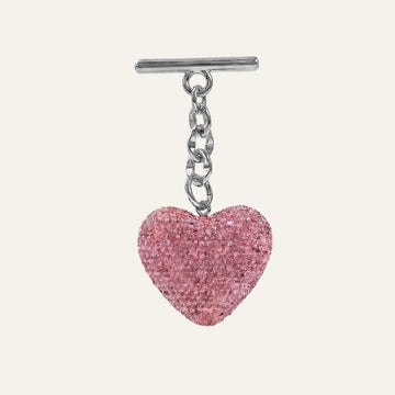 Sparkle Heart Tassel | Blush with Silver hardware