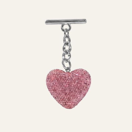 Sparkle Heart Tassel | Blush with Silver hardware