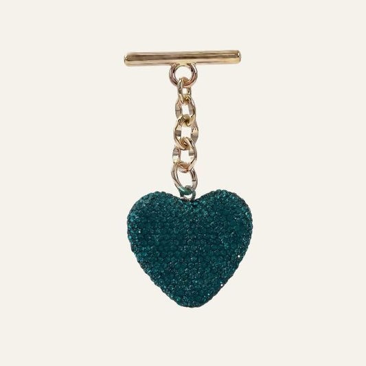 Sparkle Heart Tassel | Teal with Gold hardware