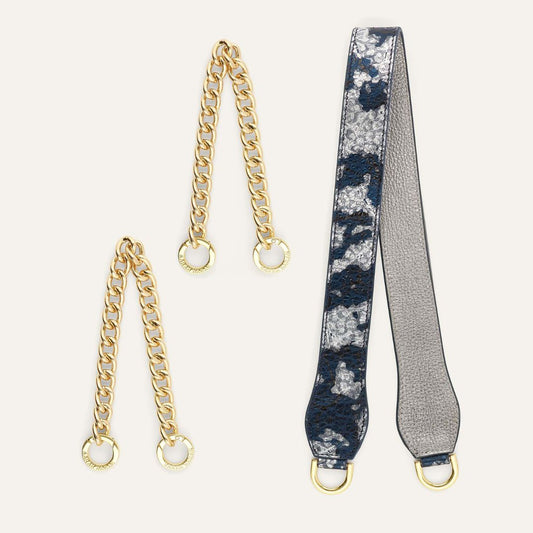 Gemini Strap | Midnight Pearl Titanium with Gold hardware