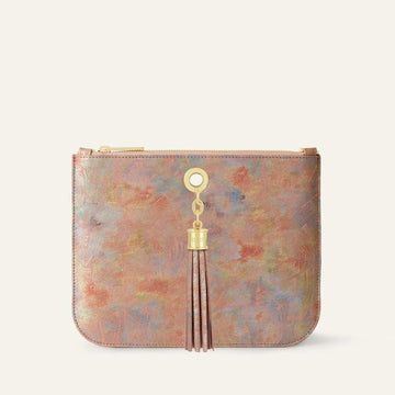 Ivy Clutch Bag | Peach Strokes with Gold hardware