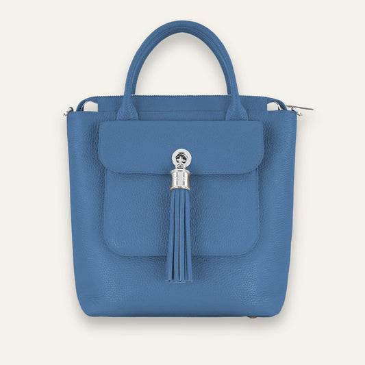 Poppy Mini Backpack | Retro Blue with Silver hardware