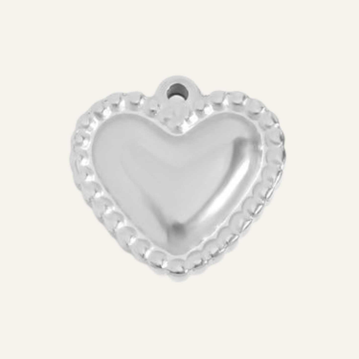 Beaded Trim Heart Charm | with Silver hardware