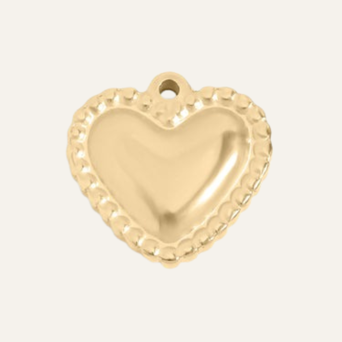Beaded Trim Heart Charm | with Gold hardware