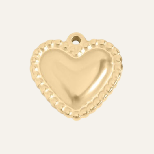 Beaded Trim Heart Charm | with Gold hardware
