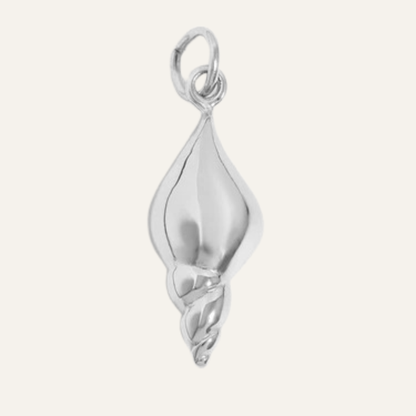 Conch Shell with Pearl Charm | with Silver hardware