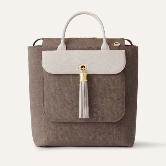 Poppy Backpack - Tweed | Chestnut Porcelain with Gold hardware