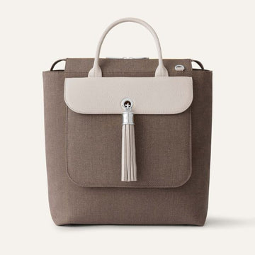 Poppy Backpack - Tweed | Chestnut Porcelain with Silver hardware