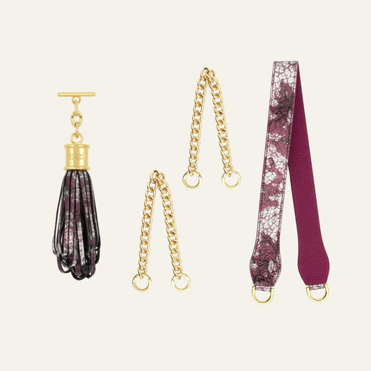 Gemini Pompom & Strap | Cheri Lace with Gold hardware