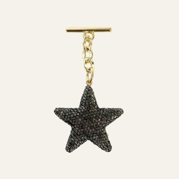 Sparkle Star Tassel | Charcoal with Gold hardware