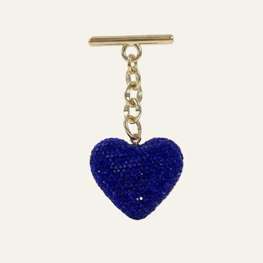 Sparkle Heart Tassel | Sapphire with Gold hardware