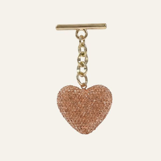 Sparkle Heart Tassel | Peach with Gold hardware