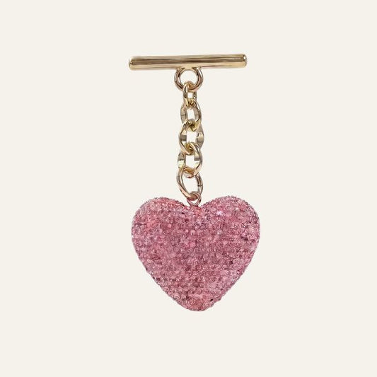 Sparkle Heart Tassel | Blush with Gold hardware