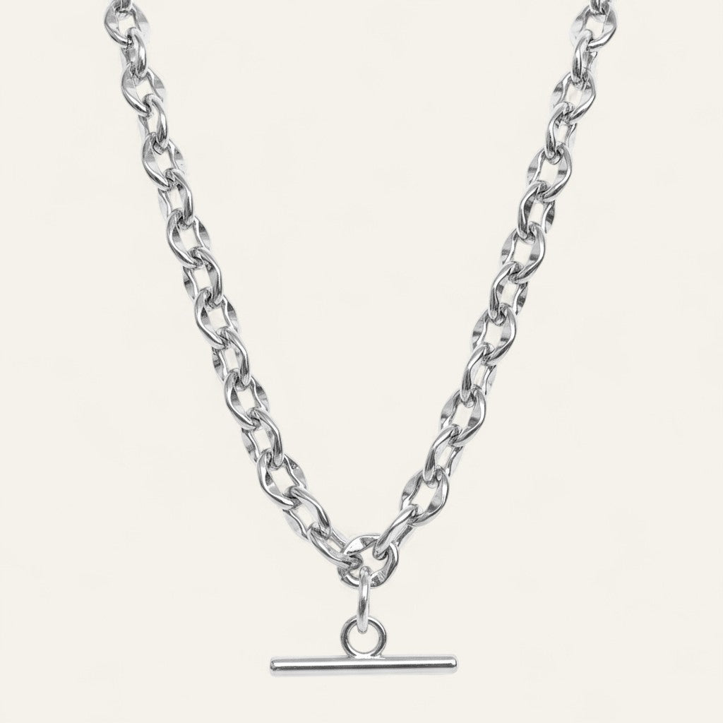 Necklace | T-Bar with Silver hardware