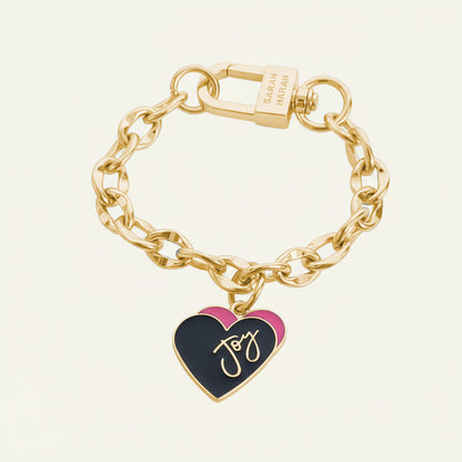 Padlock Chain Heart Bracelet | Pink Heart with Gold hardware