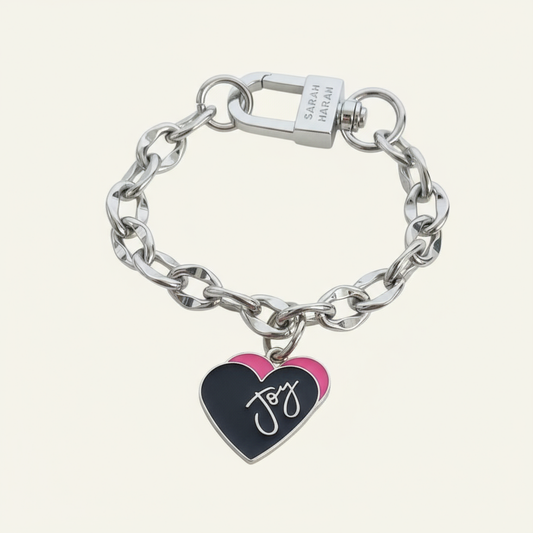 Bracelet | Pink Heart with Silver hardware