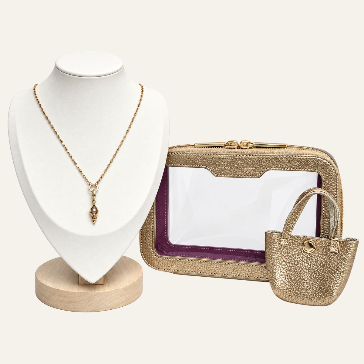 Ava Cosmetics Set | Shimmer Metallic Gold with Gold hardware