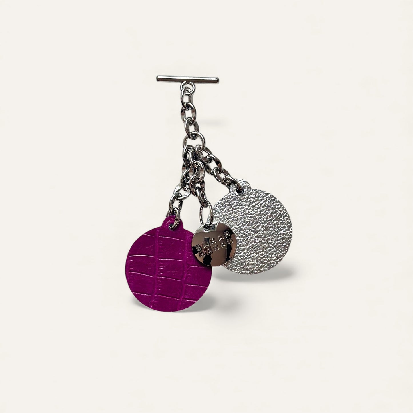 Bauble Tassel | Magenta Croc Silver with Silver hardware