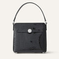 Rosa Handbag | Black Patent Croc with Silver hardware