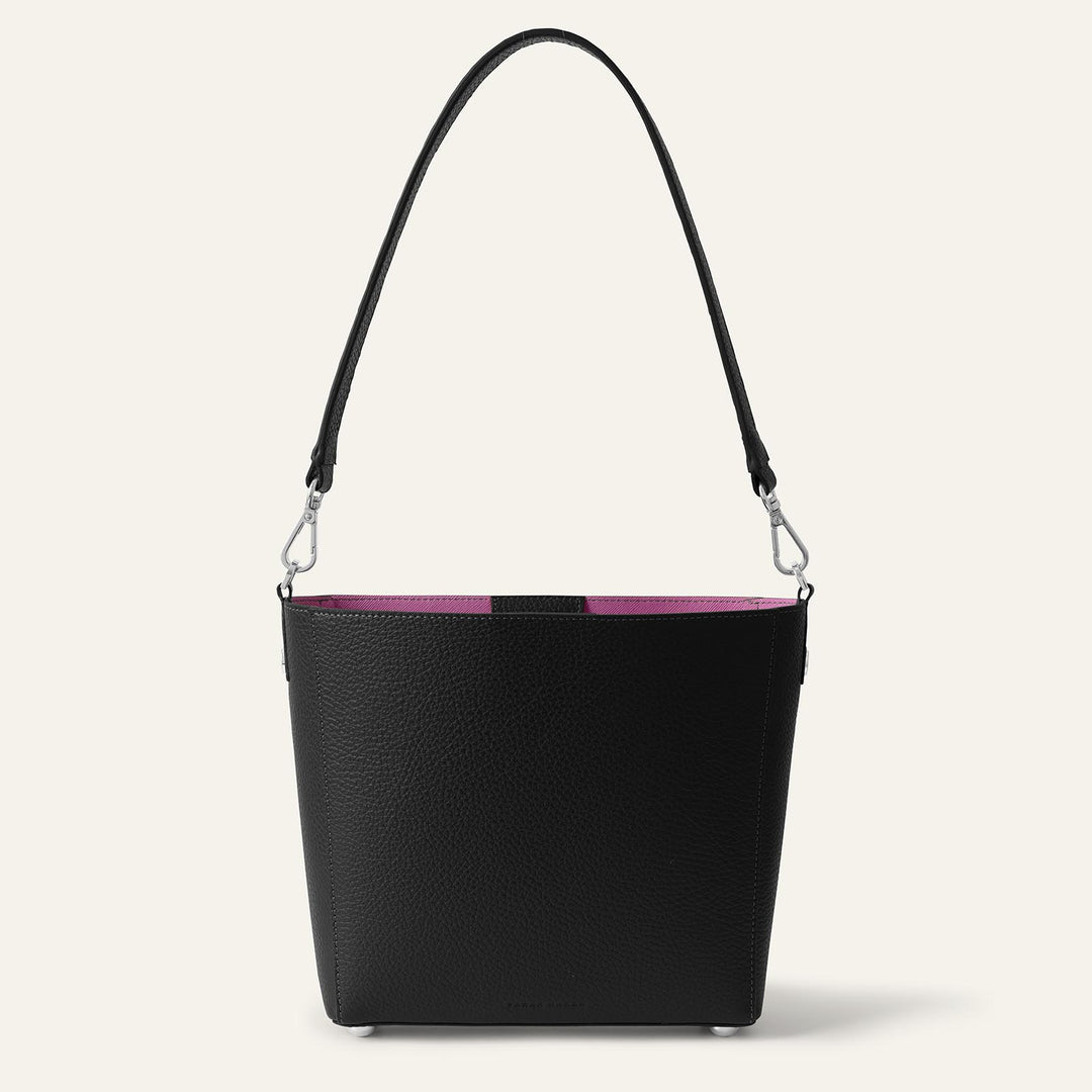 Black Sarah Haran Mini S Tote with Silver Hardware back | B01-S